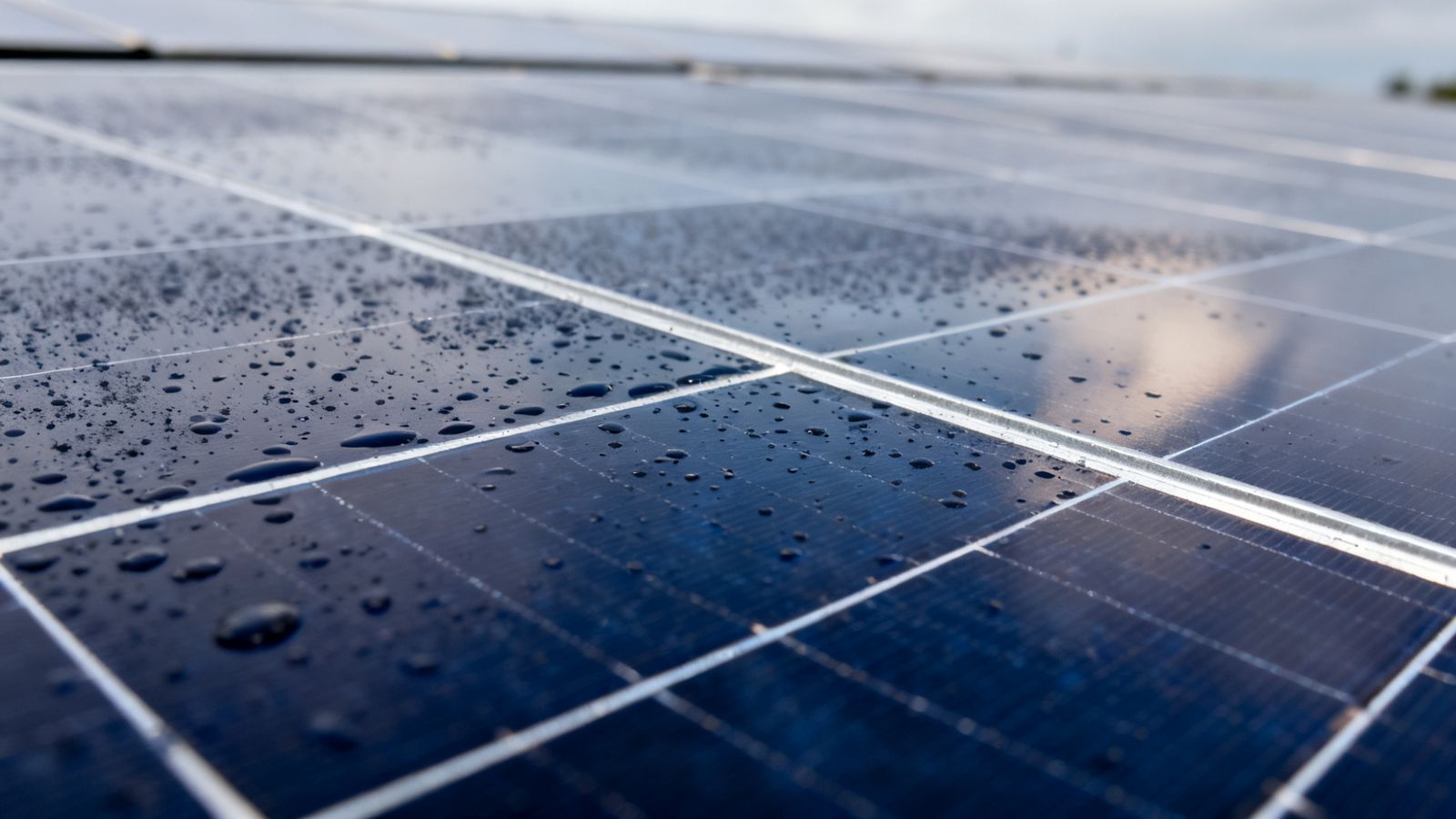 Photovoltaikanlage auf einem Dach, deren Reinigungsintervall von Neigung und Standort abhängt