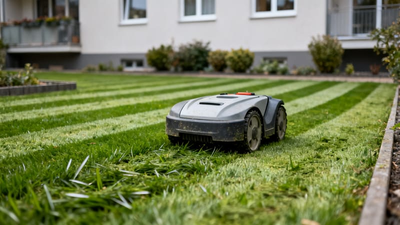 Rasenmahd und Heckenschnitt an einer gepflegten Wohnanlage in Hannover