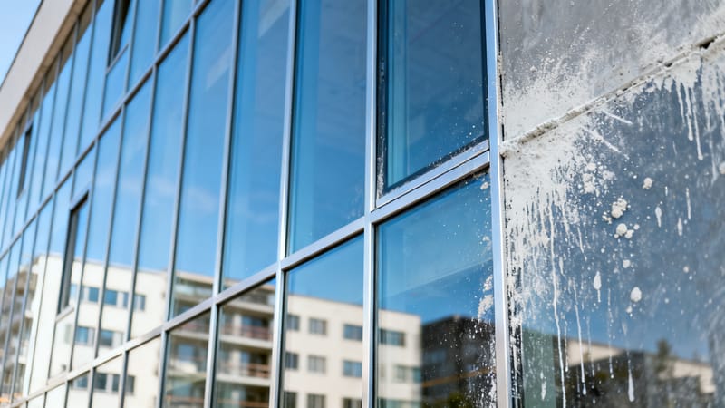 Grundausstattung für die Bauendreinigung: Industriesauger, Spachtel und Mikrofasertücher bereitgelegt