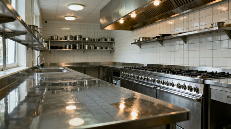 Sauberer Gastraum eines Restaurants in Hannover vor der Öffnung