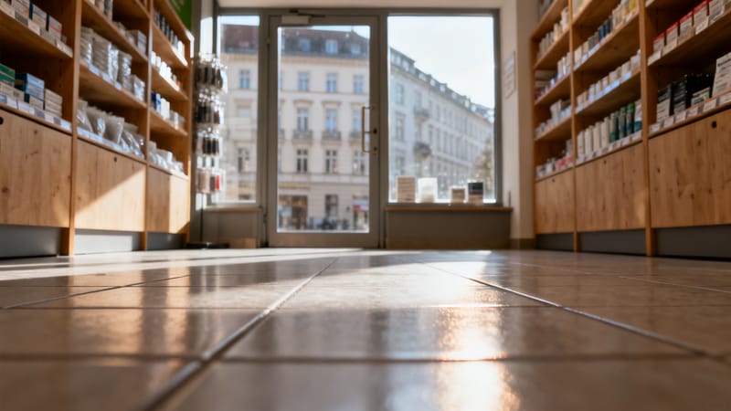 Saubere, helle Verkaufsfläche eines Einzelhandelsgeschäfts in Hannover