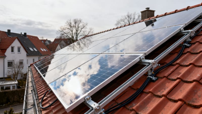 Schonend gereinigte Photovoltaik-Module auf einem Dach in Hannover